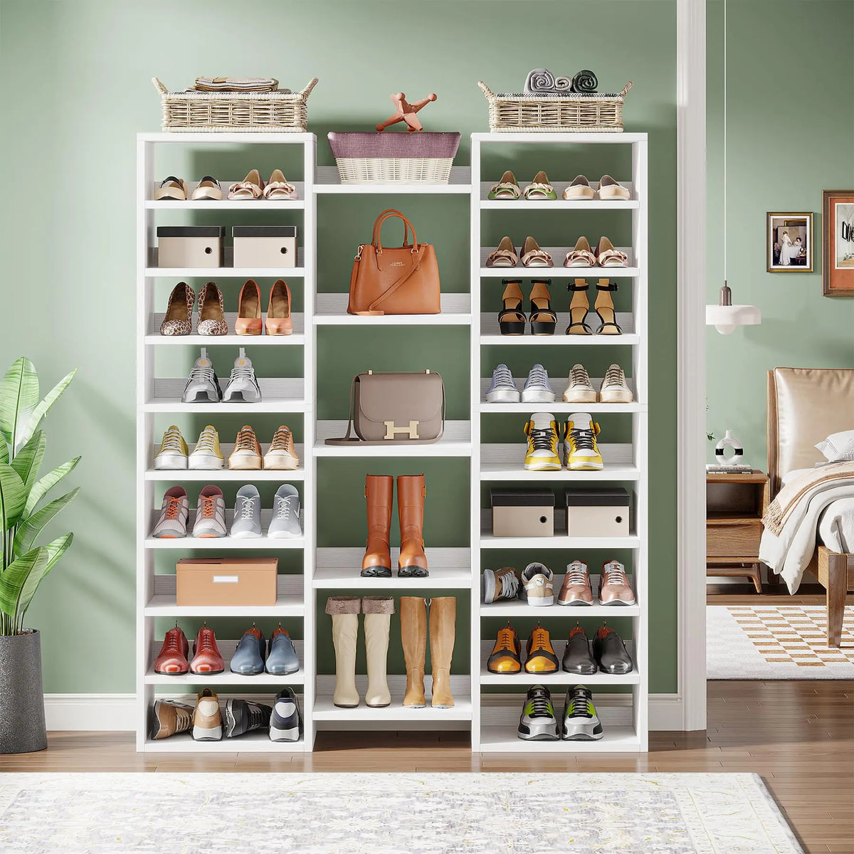 Tribesigns Freestanding Wooden Shoe Rack With Multi Tier Shelves