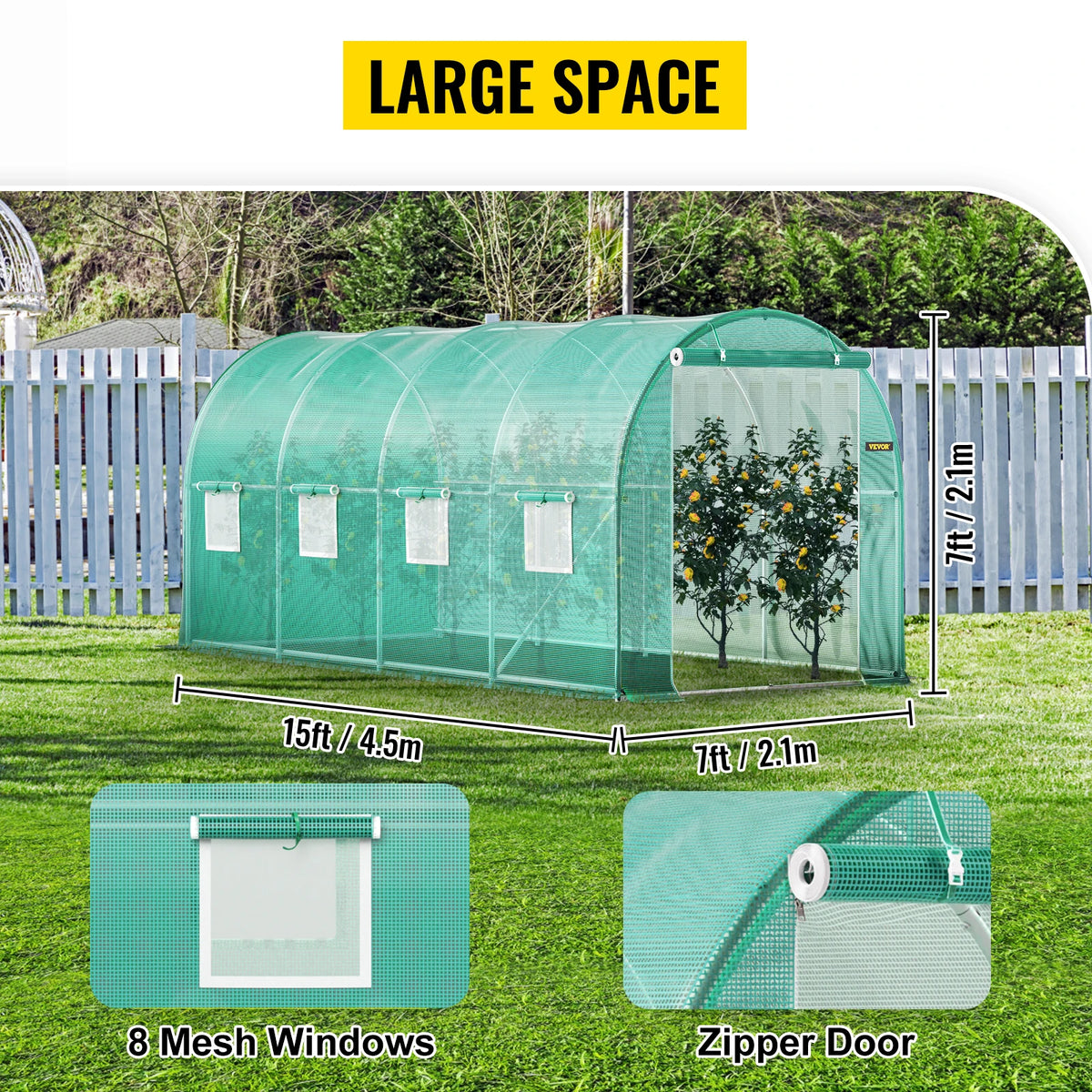 SucceBuy Walk In Tunnel Greenhouse Galvanized Frame Waterproof Cover