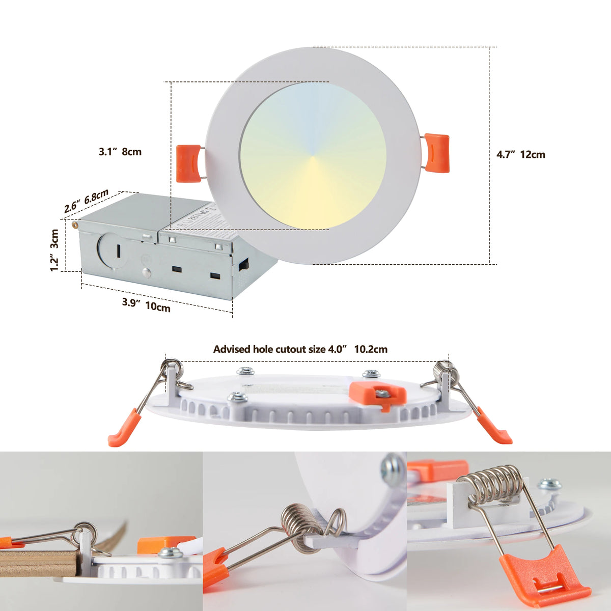 Arlgsite 12-Piece Dimmable Recessed Downlight Ceiling Light With Junction Box