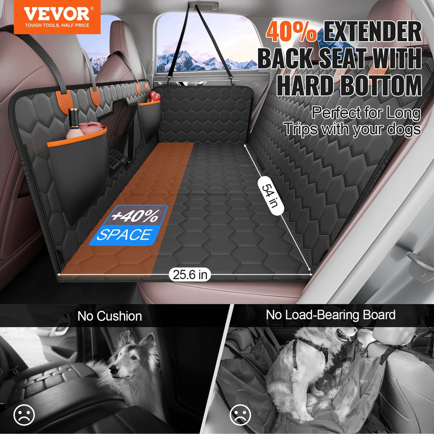 SucceBuy 350Lbs Dog Back Seat Extender With Mesh Window