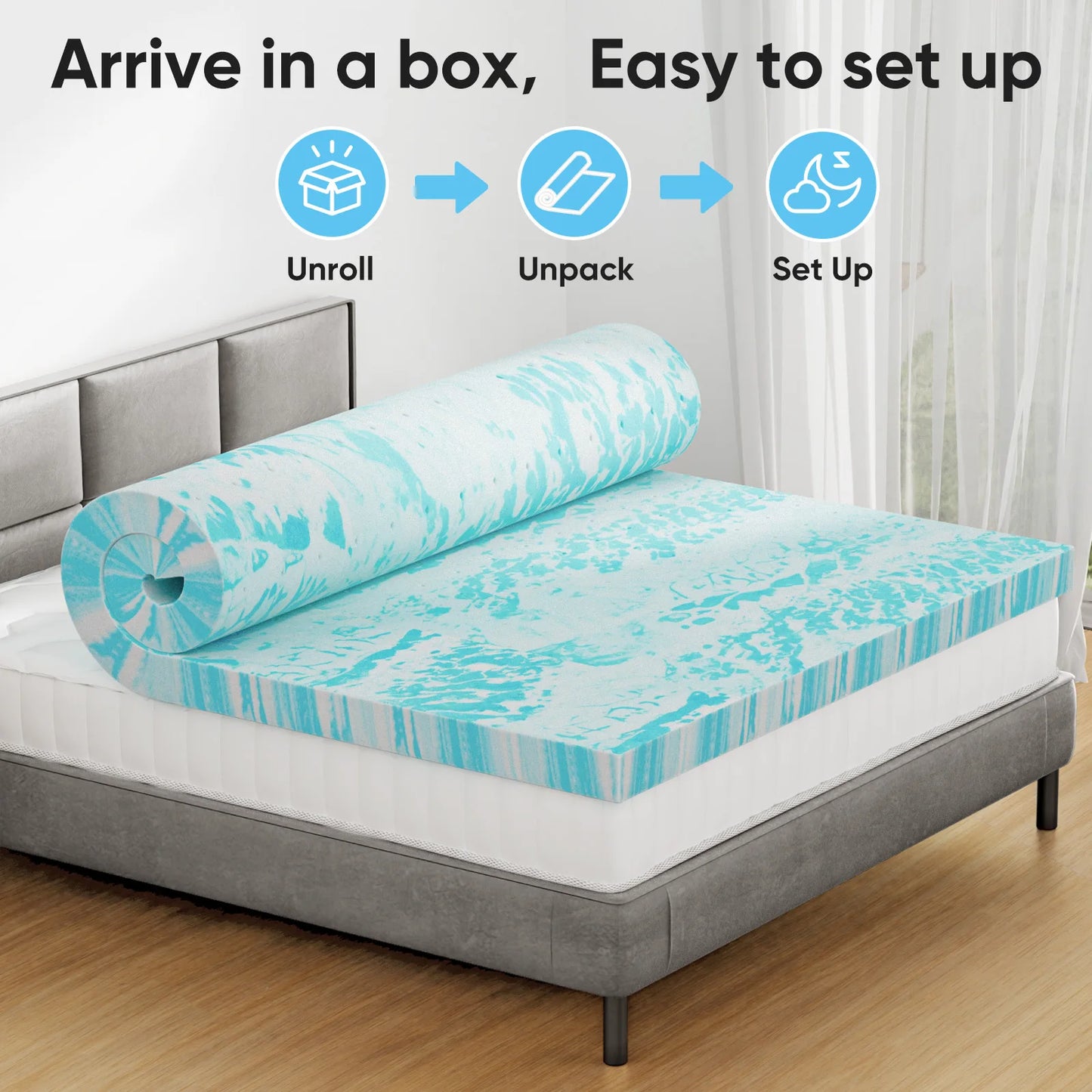 JHK 2 To 4 Inch Gel Memory Foam California King Mattress Topper