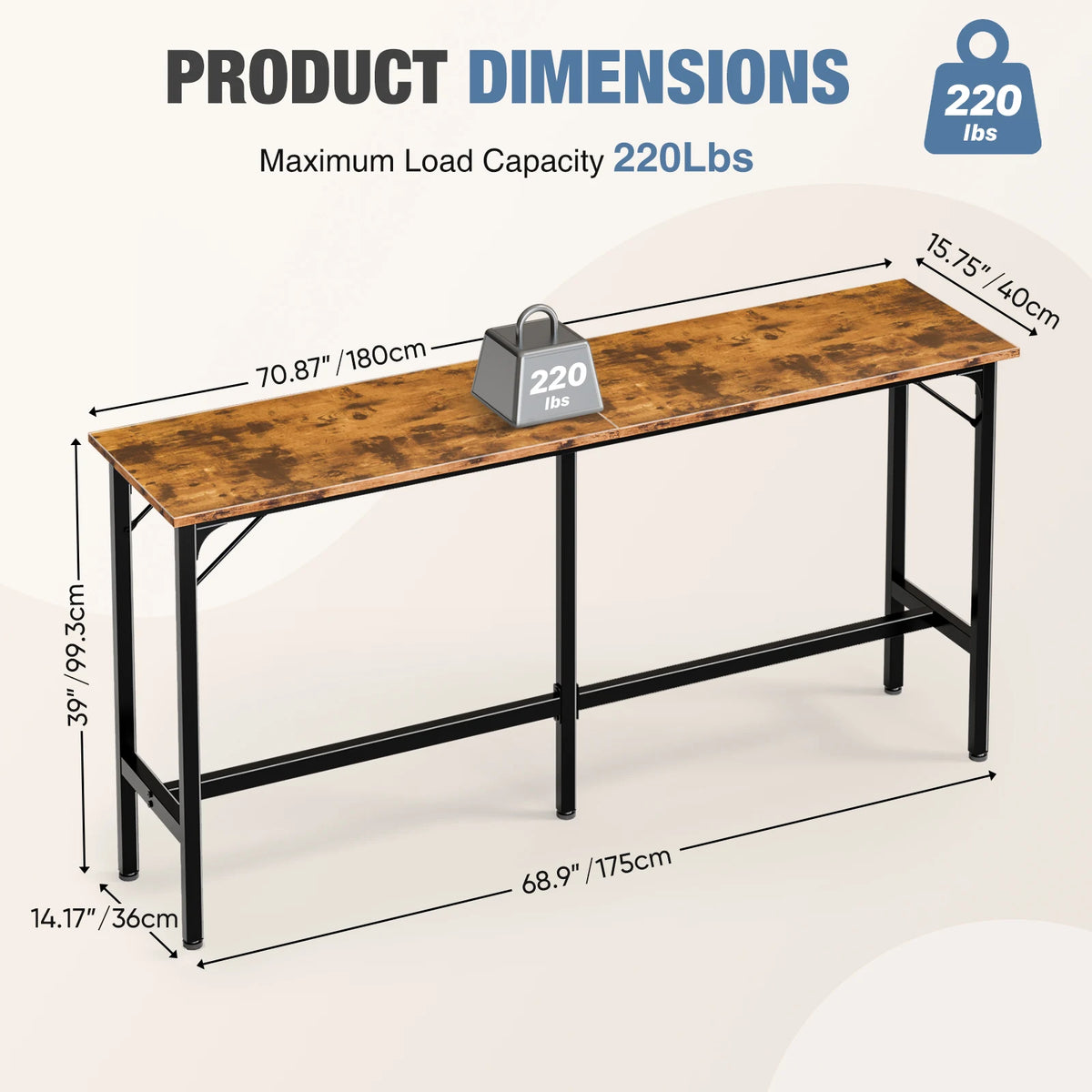 JHK Rectangular Metal Coffee Table For Home Living Room
