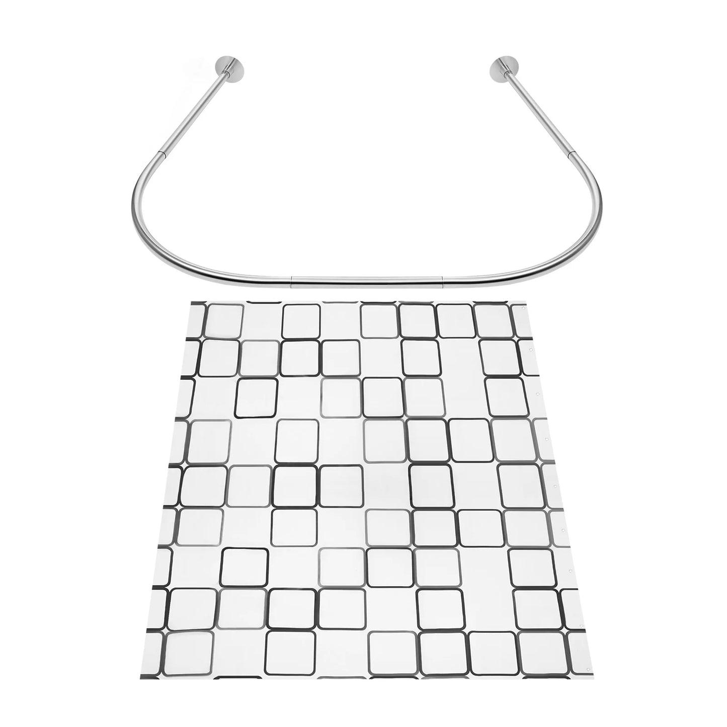 Adjustable Nondrill Stainless Steel Shower Curtain Rod With Liner
