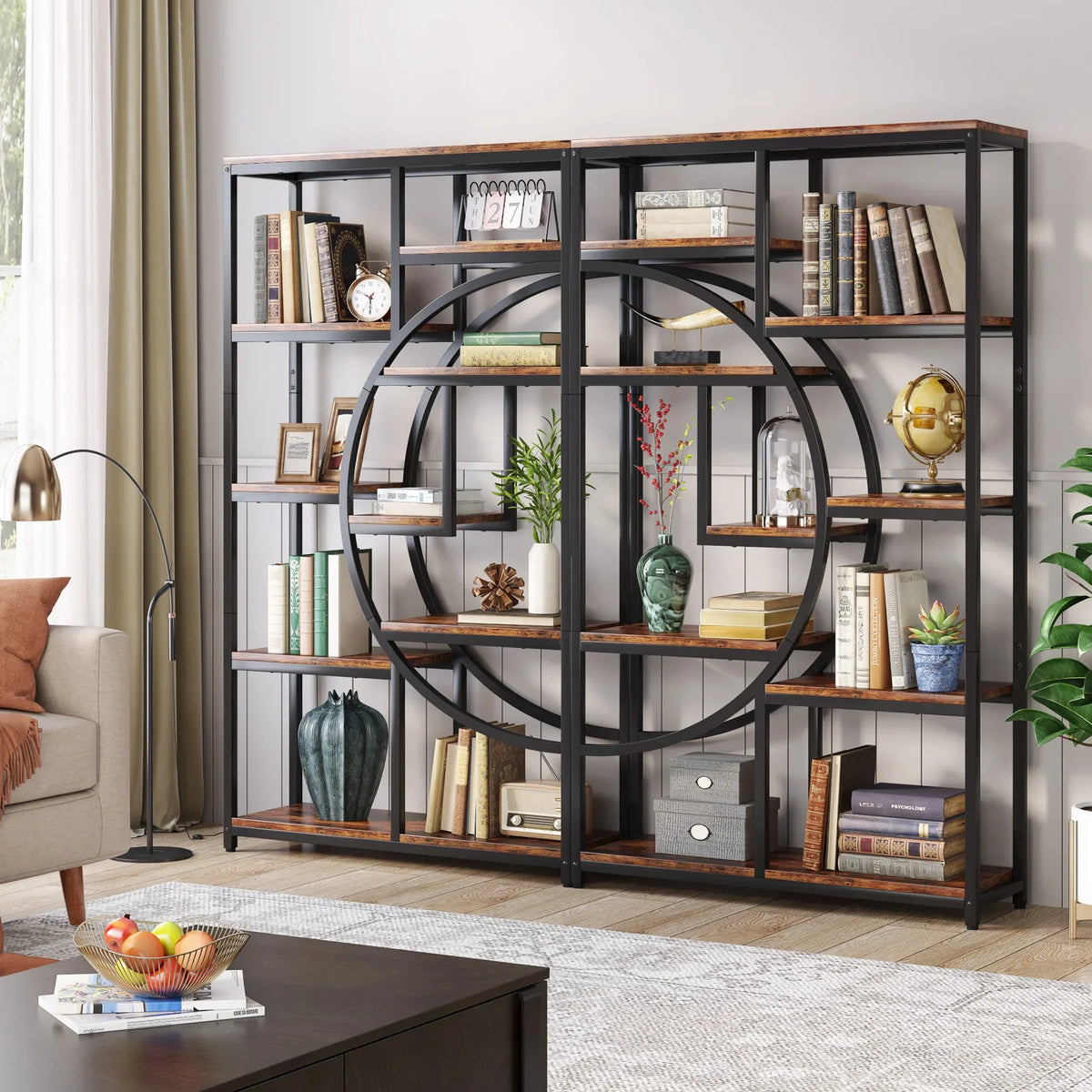 Tribesigns Industrial Etagere Bookcase Freestanding Storage Shelf