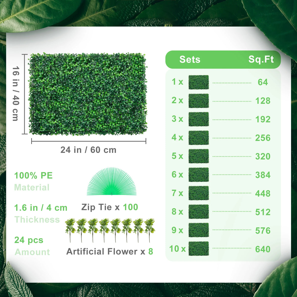 SucceBuy Artificial Boxwood Wall Panels