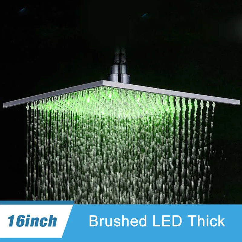 Shinesia 16 Inch Square LED Rainfall Shower Head