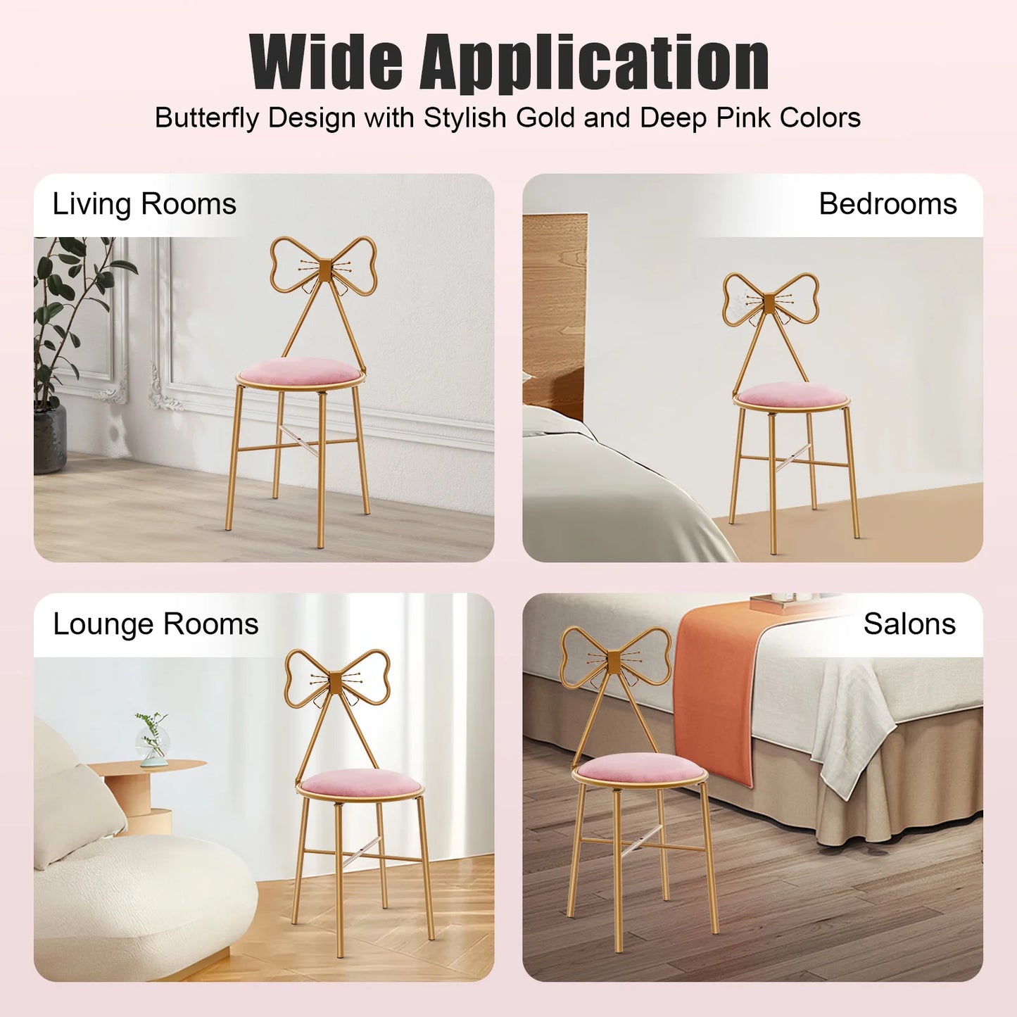 Bymaocar Butterfly Backrest Vanity Makeup Dining Chair