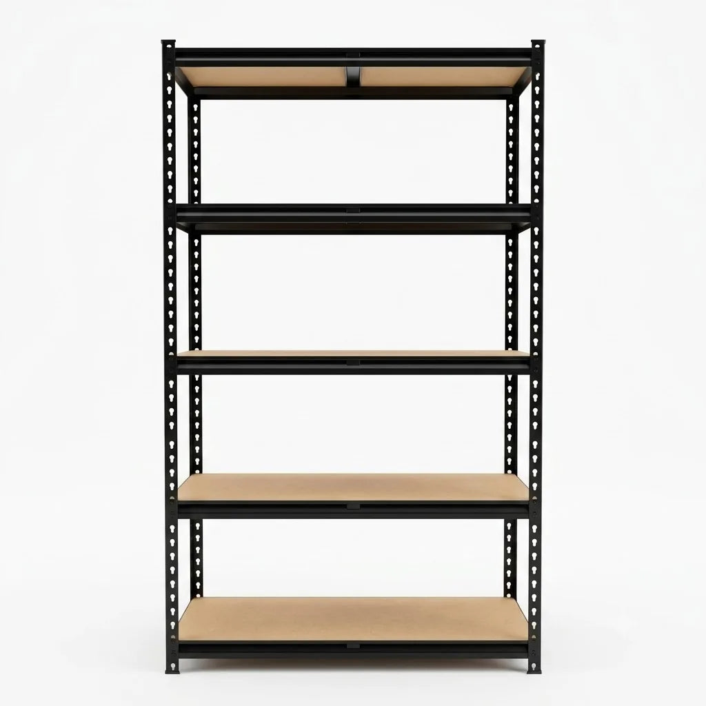 Heavy Duty 5 Tier Metal Storage Rack With Solid Boards