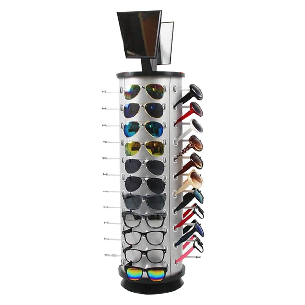 Freestanding Metal Sunglasses Display Stand With Mirror