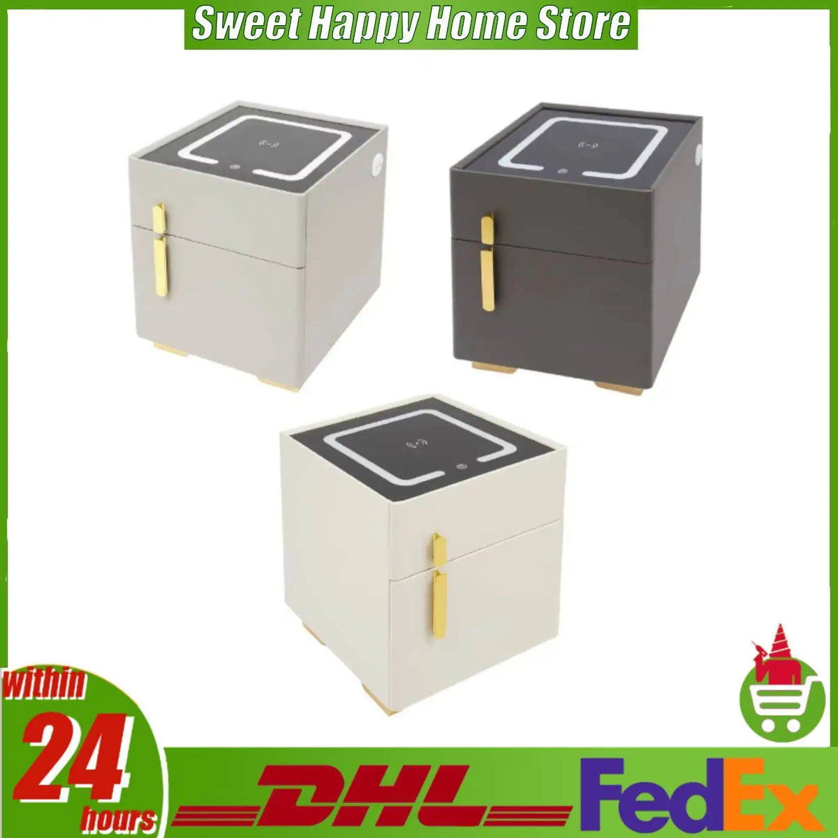 Bedside Charging Cabinet With Bluetooth Speaker And Wireless Charging