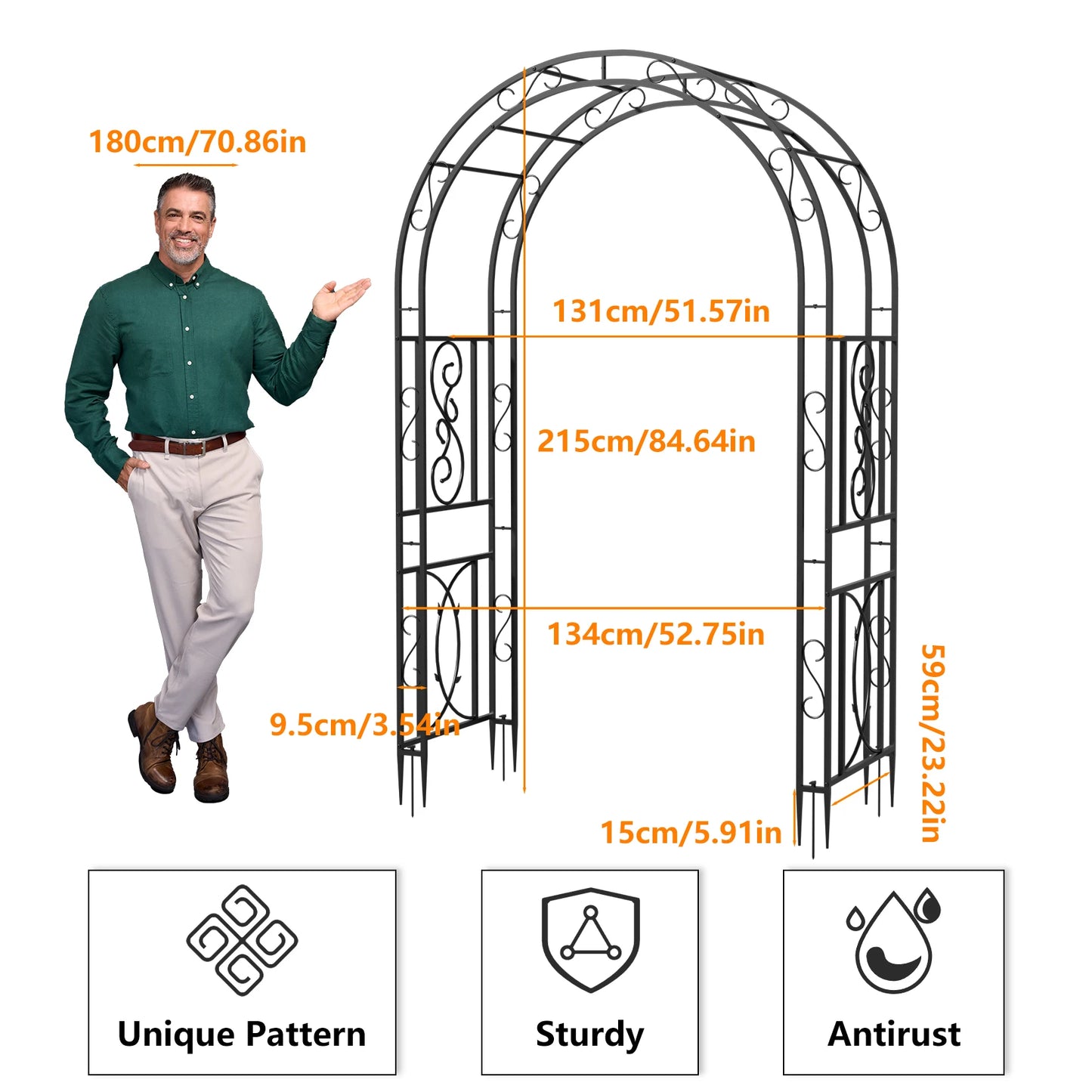 Heavy Duty Metal Garden Arbor Trellis for Climbing Plants