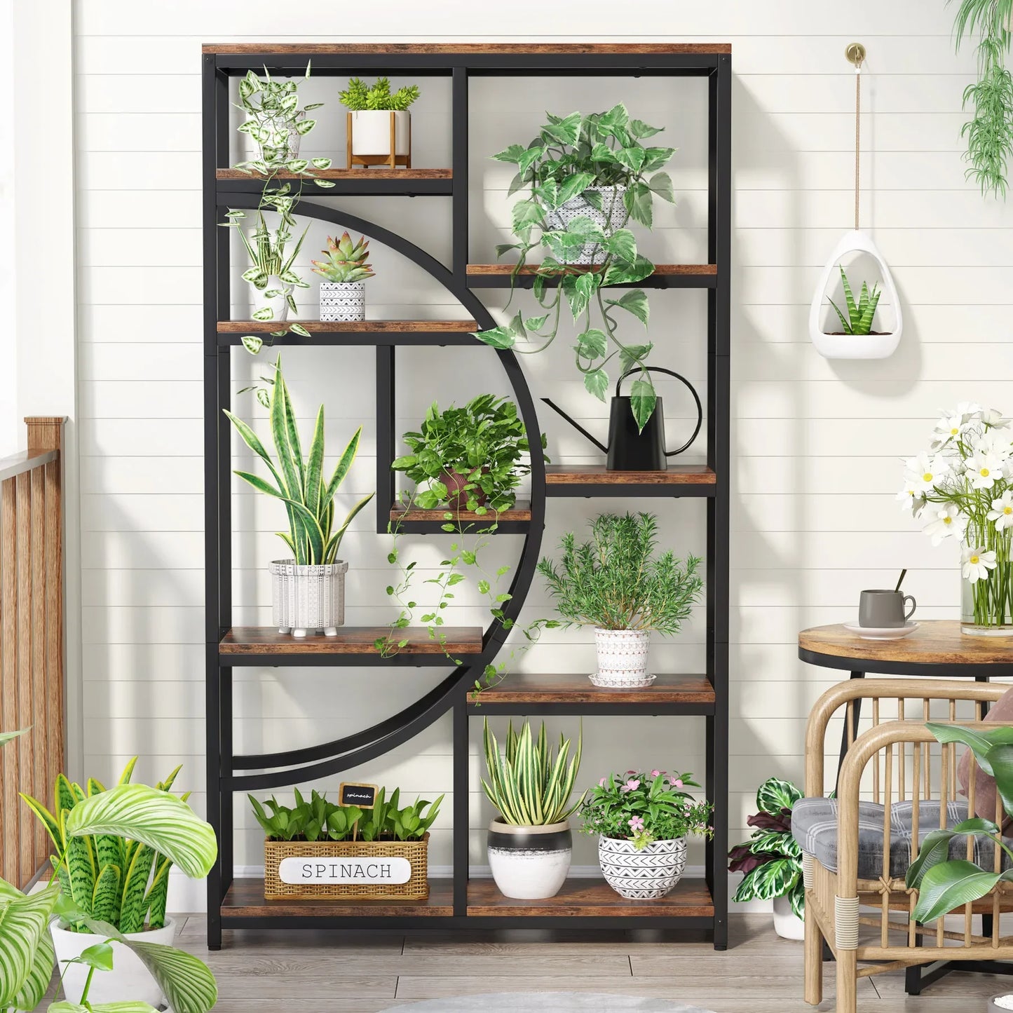 Tribesigns Industrial Etagere Bookcase Freestanding Storage Shelf