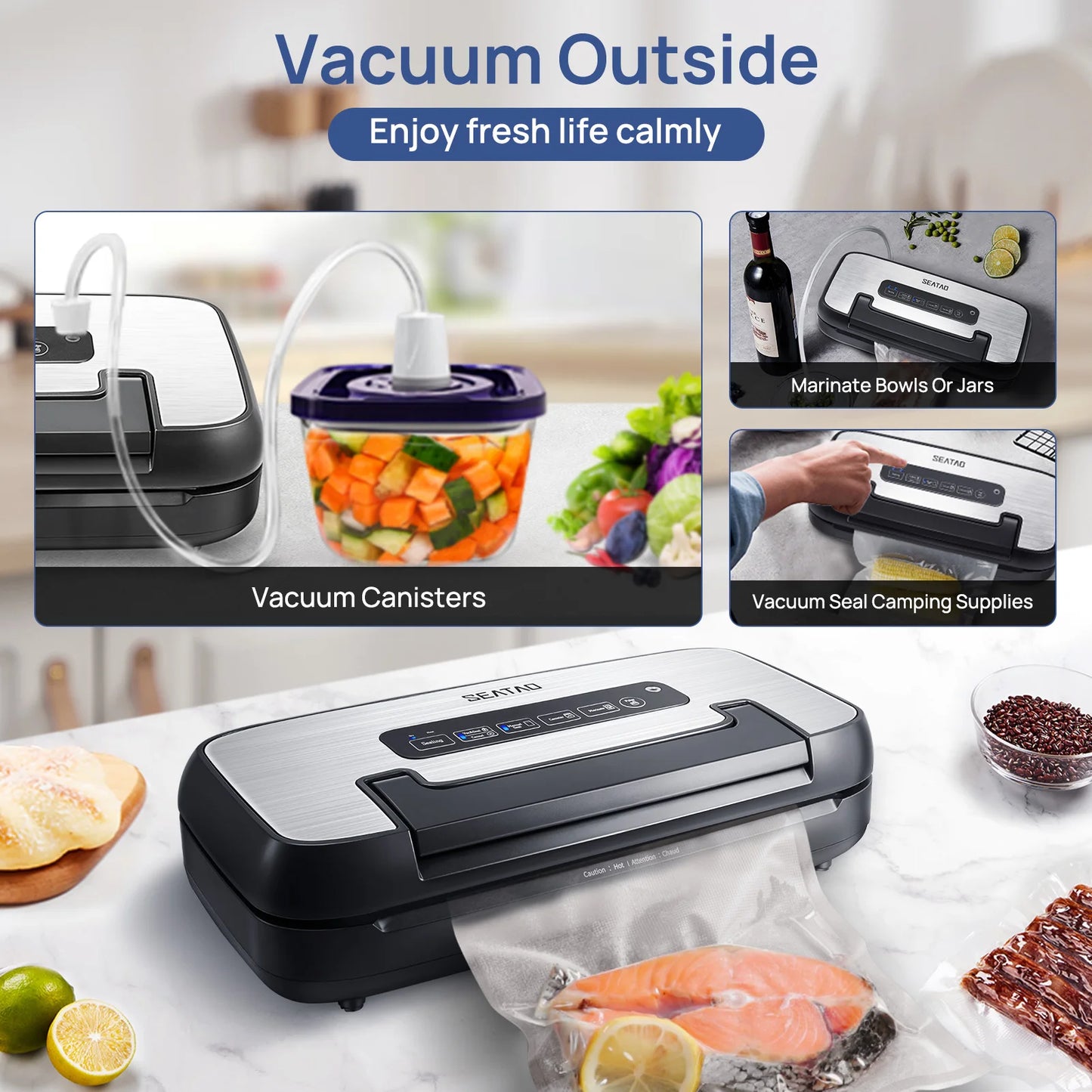 Seatao VH5156 Vacuum Sealer Automatic Multifunction With Built In Storage