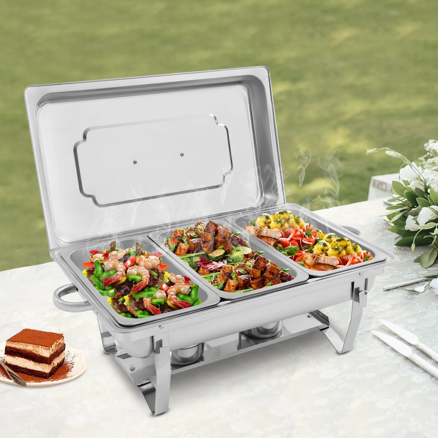 Rectangular Stainless Steel Chafing Dish Buffet Set
