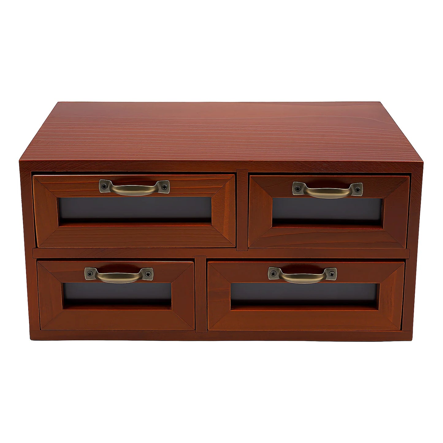 Retro Wooden Desk Organizer With Storage Drawers
