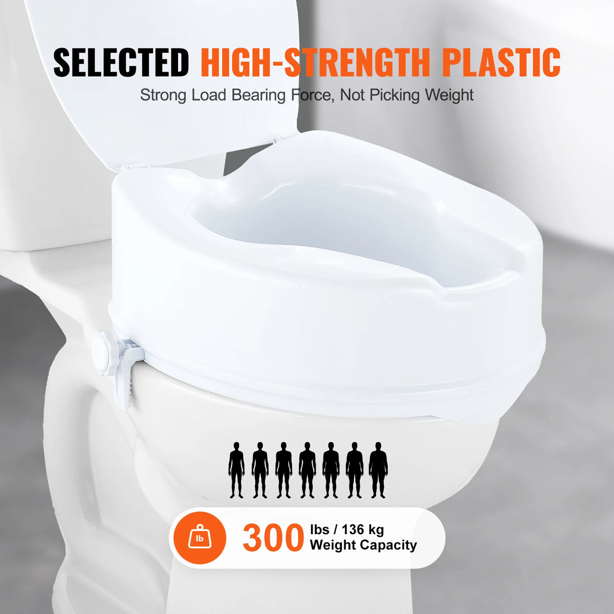SucceBuy 5 Inch Height Raised Toilet Seat With Screw Rod Locking Mechanism