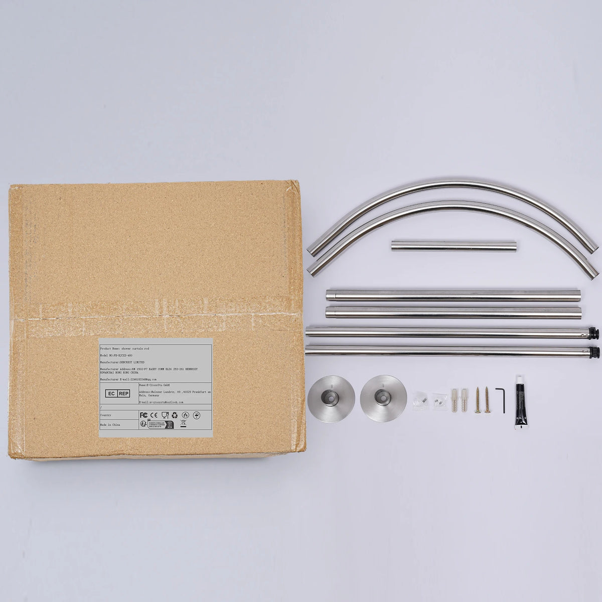 Adjustable Nondrill Stainless Steel Shower Curtain Rod With Liner