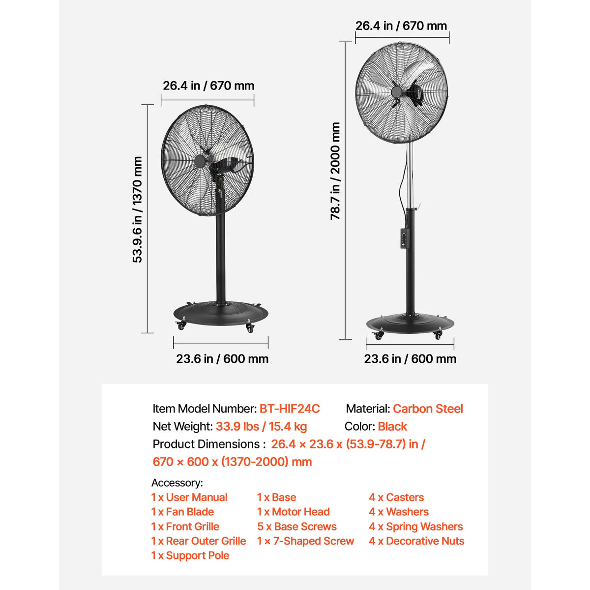 SucceBuy High Velocity Metal Pedestal Fan With Adjustable Height