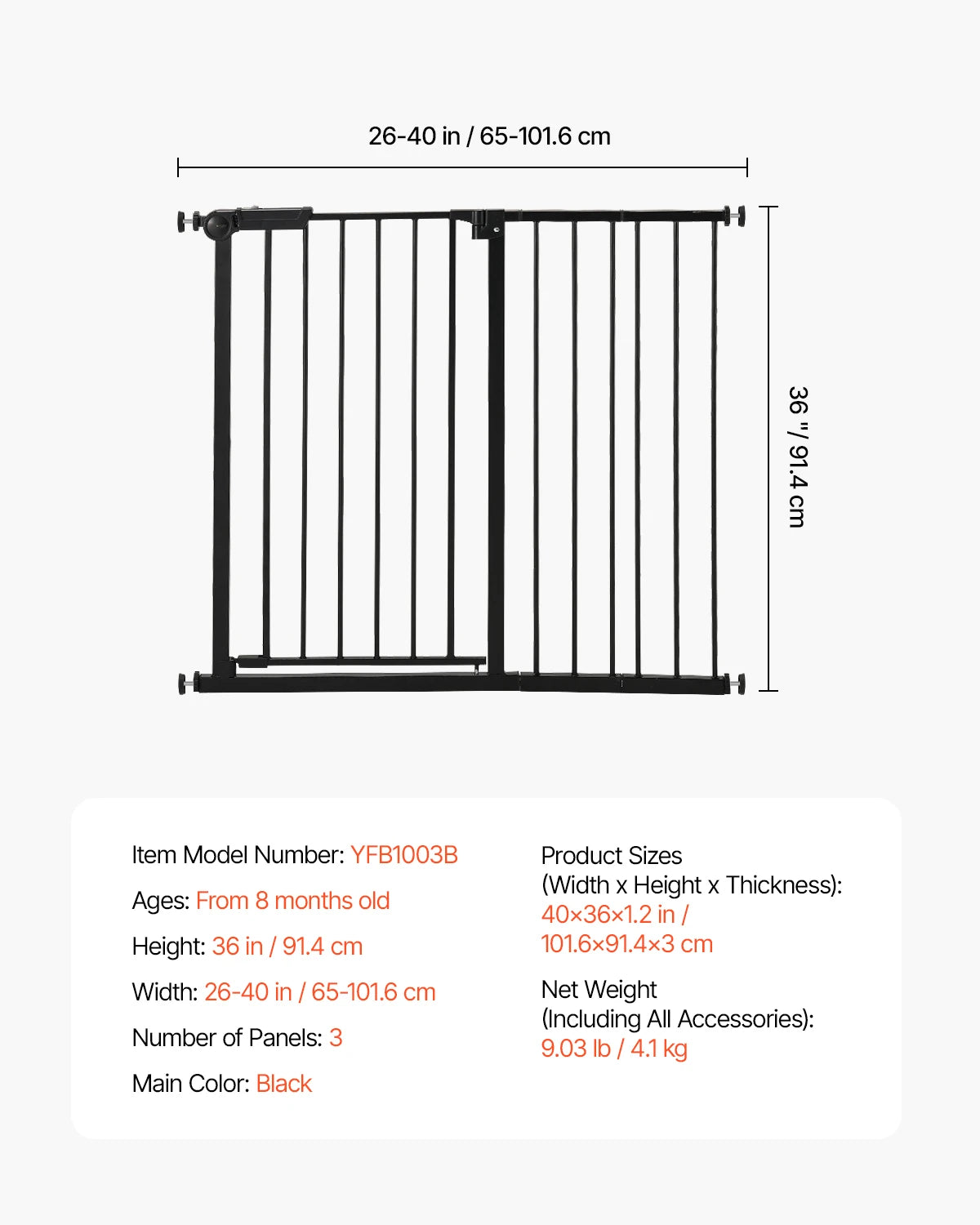 SucceBuy Stainless Steel Pressure Mount Baby And Pet Gate