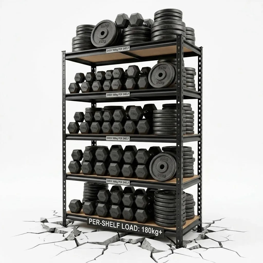 Heavy Duty 5 Tier Metal Storage Rack With Solid Boards