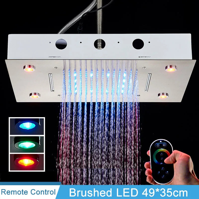 Shinesia 16 Inch Square LED Rainfall Shower Head