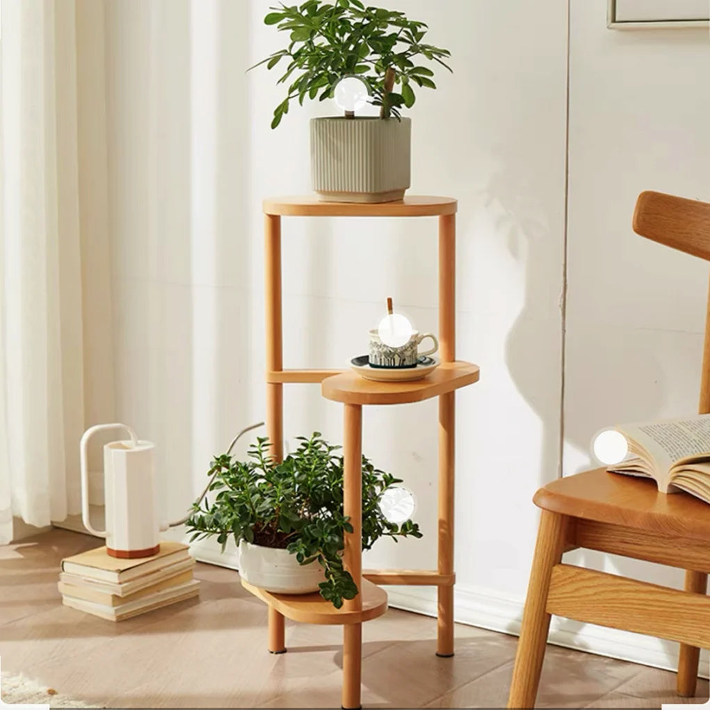 Wisfor 3 Tier Bamboo Corner Ladder Indoor Plant Stand