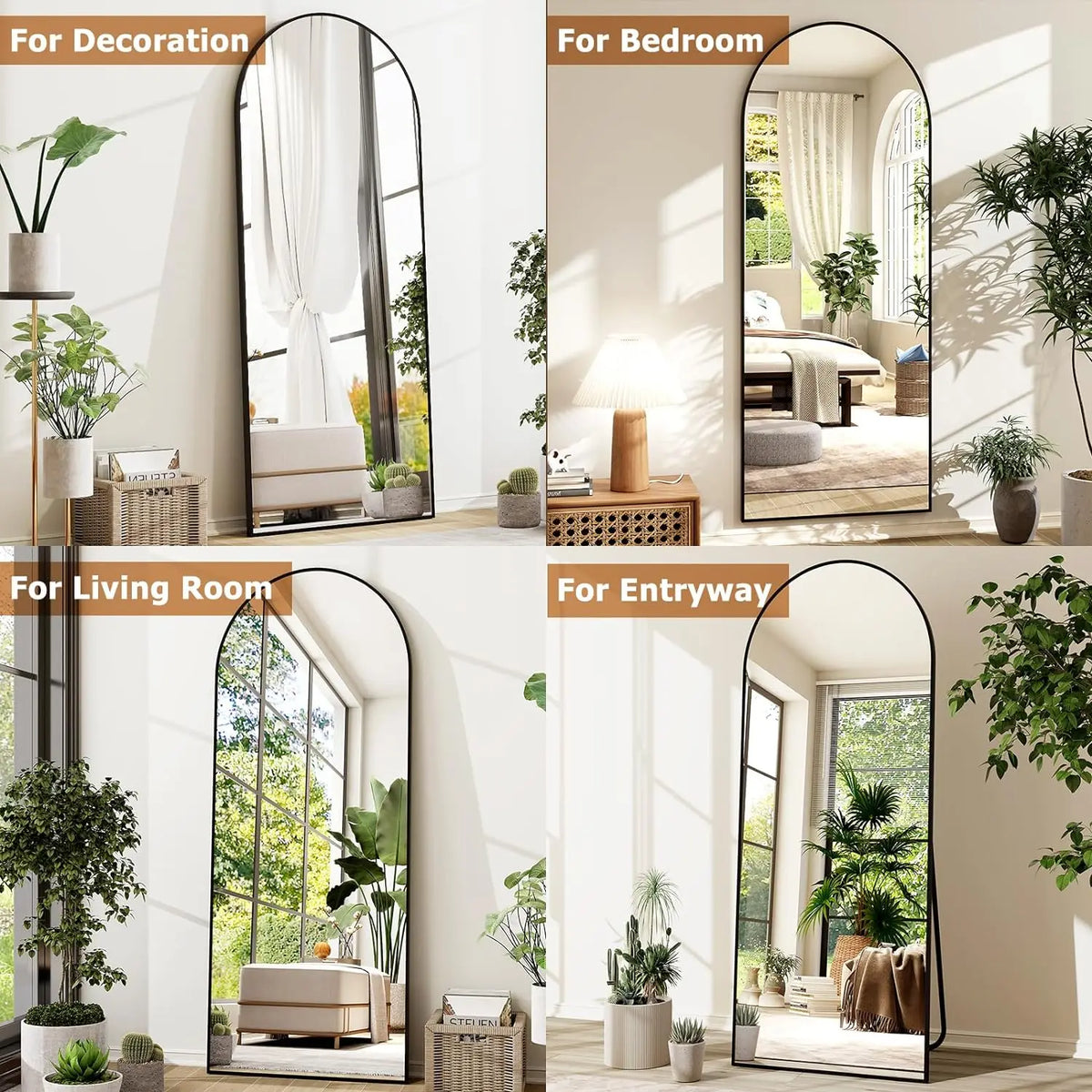 Beautypeak Arched Full Length Mirror Aluminum Frame