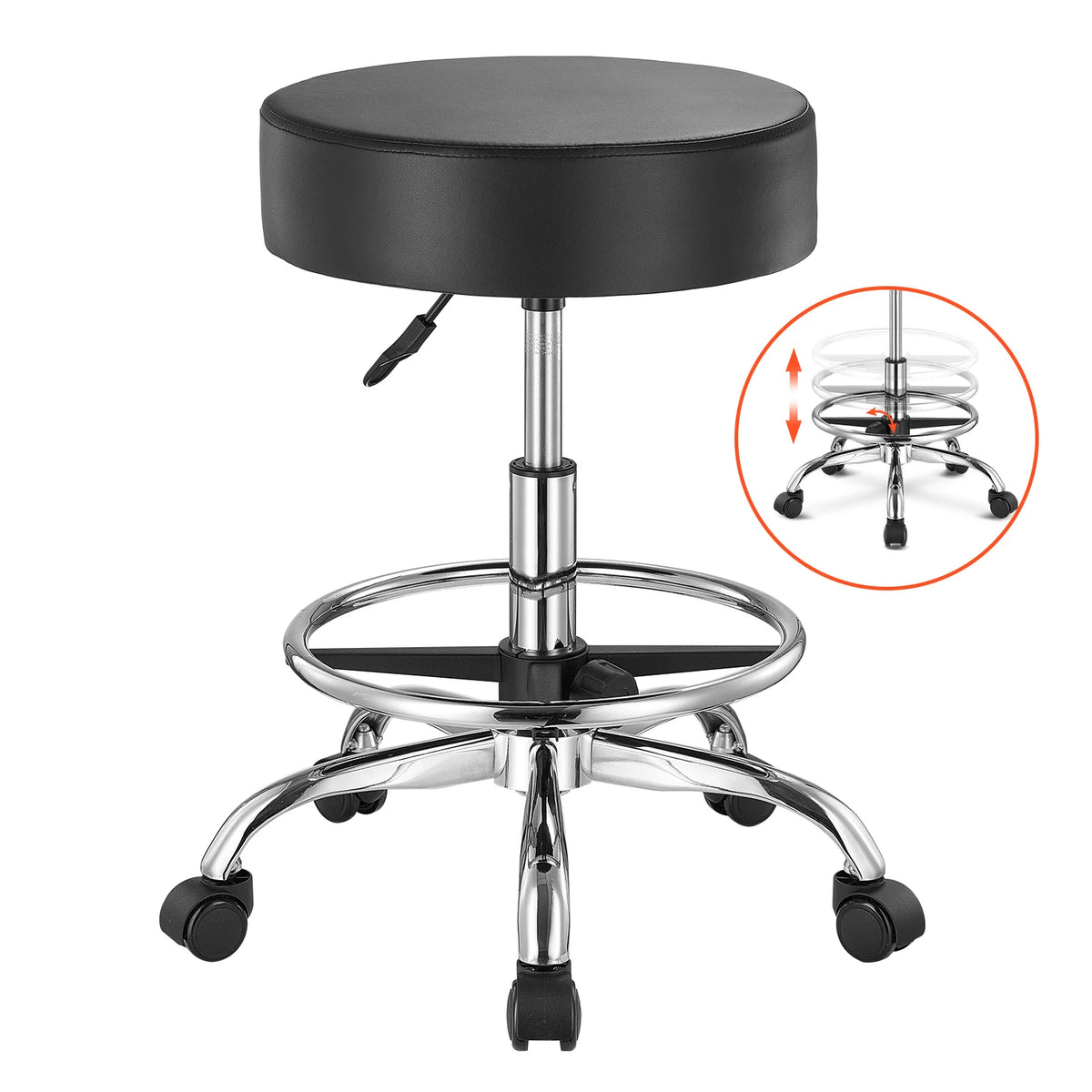 SucceBuy Adjustable Height Rolling Stool With Wheels For Salon And Spa Use