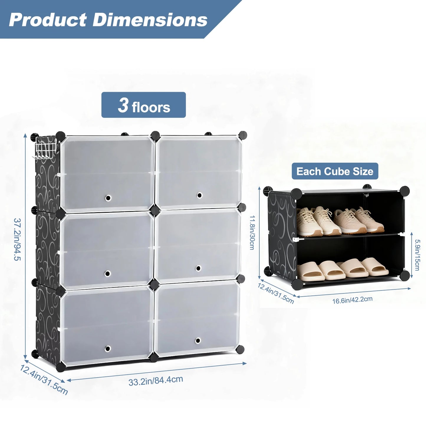 JHK Stackable Plastic Shoe Storage Cabinet With Door For Home