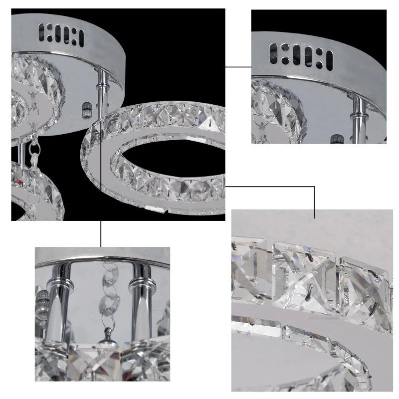 GreeLustr Modern Crystal Stainless Steel Pendant Chandelier Ceiling Lamp