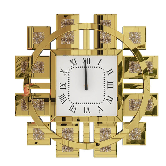 Resin Decorative Wall Clock With Silver Golden Crystal Crushed Diamond Inlay