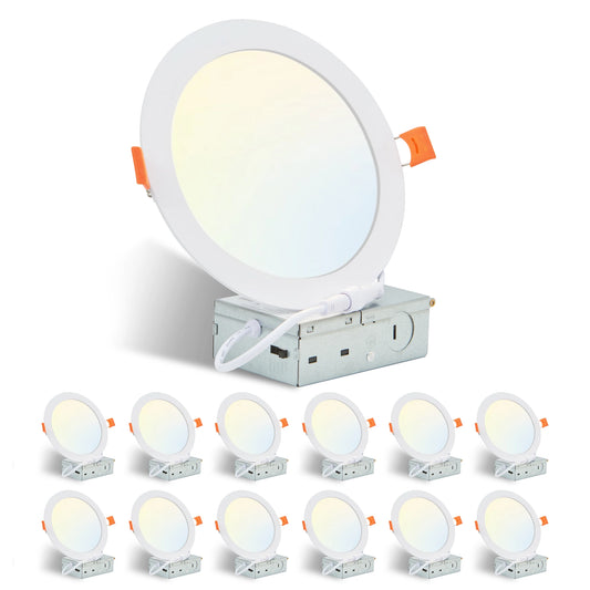 Arlgsite 12-Piece Dimmable Recessed Downlight Ceiling Light With Junction Box