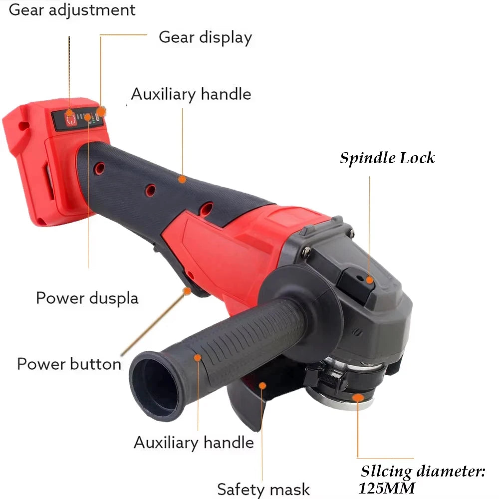 Magnitt 125mm Brushless Cordless Electric Angle With 3 Gears