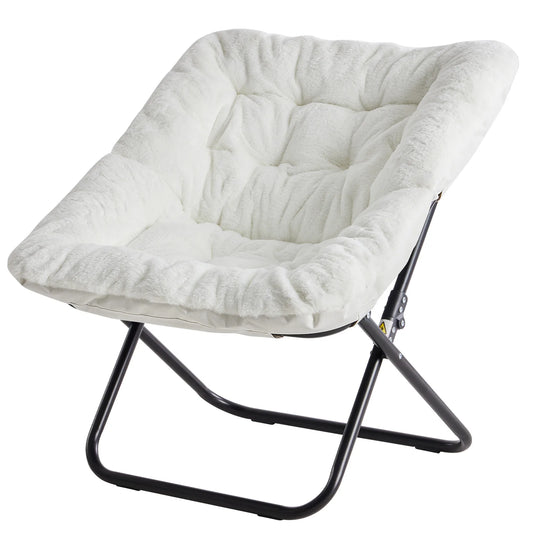 JHK Padded Folding Saucer Lounge Chair With Metal Frame