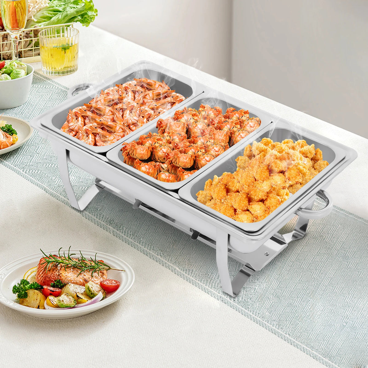 Rectangular Stainless Steel Chafing Dish Buffet Set
