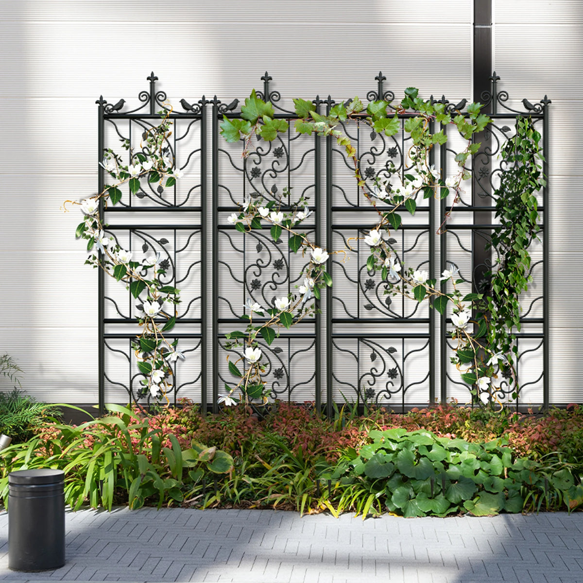 71 Inch Decorative Black Metal Garden Trellis For Climbing Plants