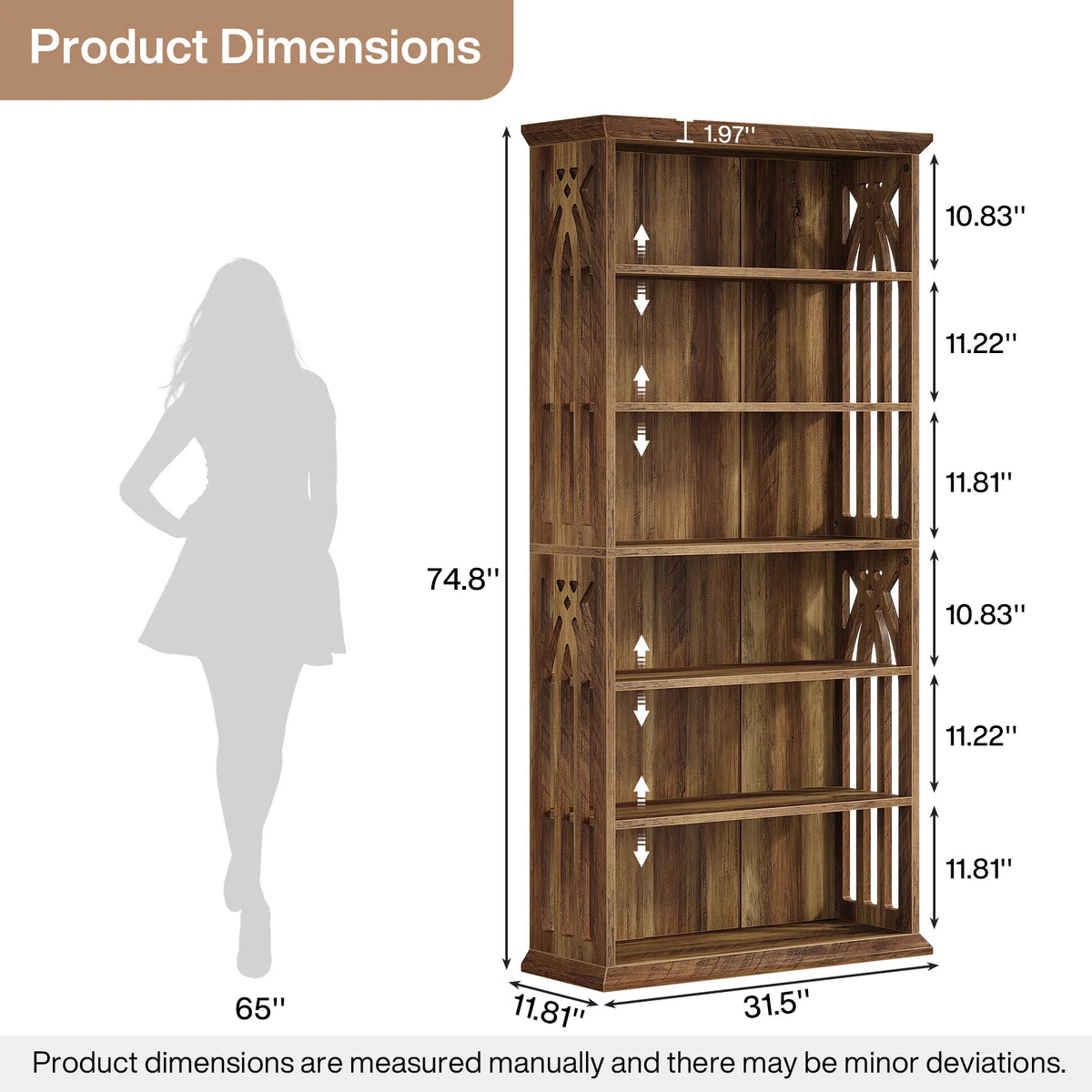 Tribesigns 6 Tier Wooden Bookcase Freestanding Storage Shelf