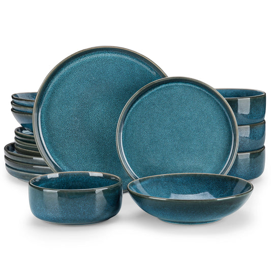 MALACASA Reactive Glaze Ceramic Dinner Set 16 Or 32 Piece For 4