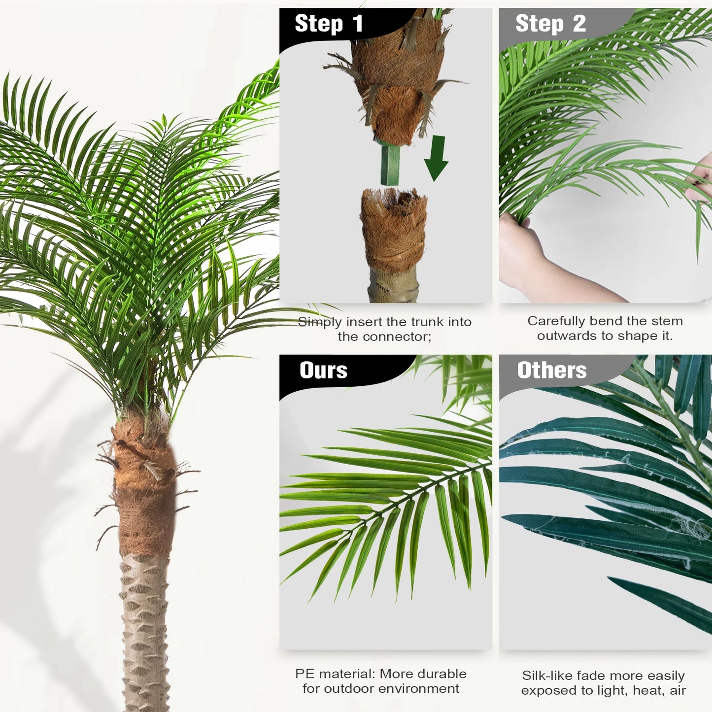 Olitree Artificial Golden Cane Palm Tree For Indoor Outdoor Decor