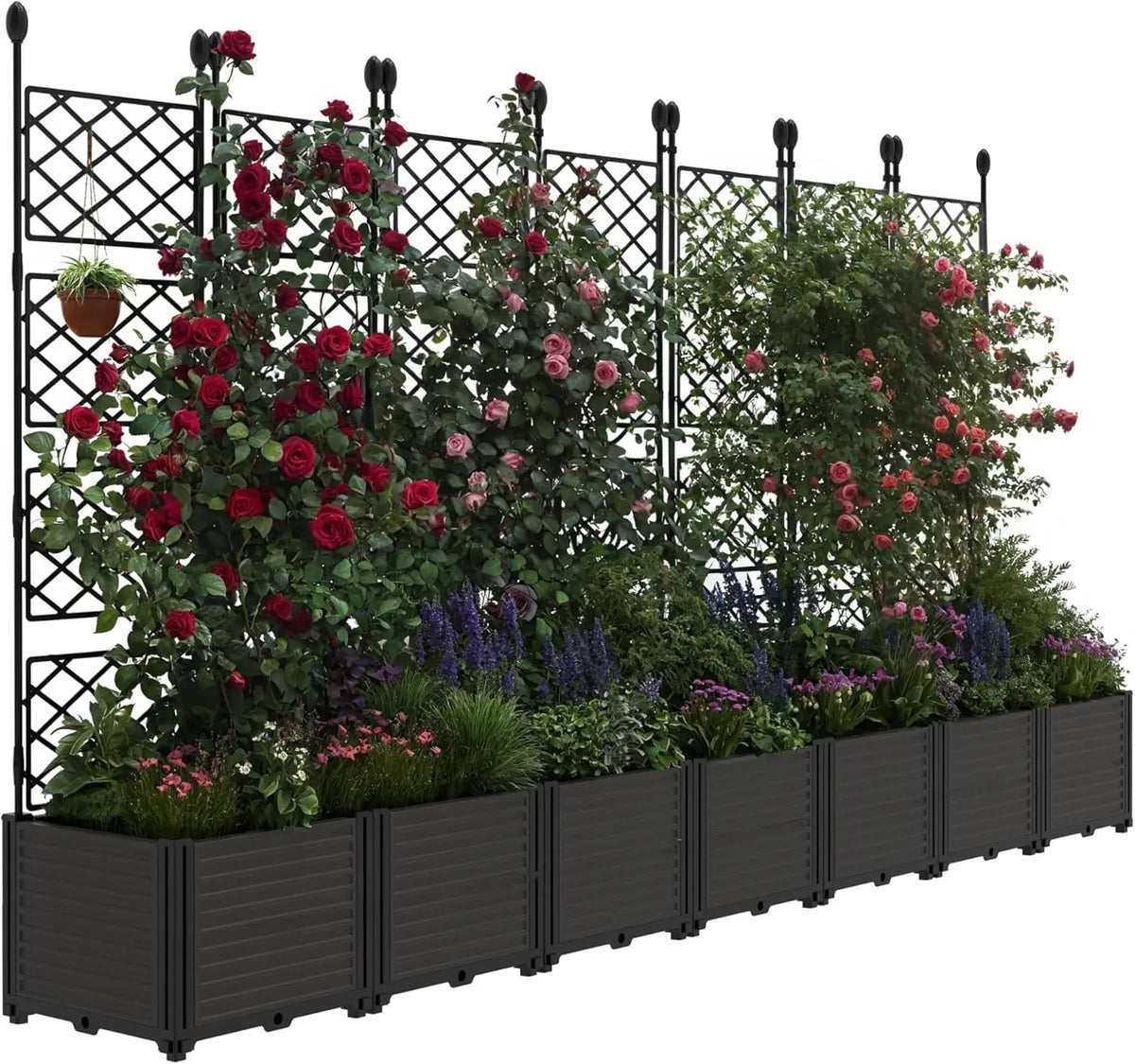 Twister Plastic Planter Box With Trellis For Outdoor Gardens