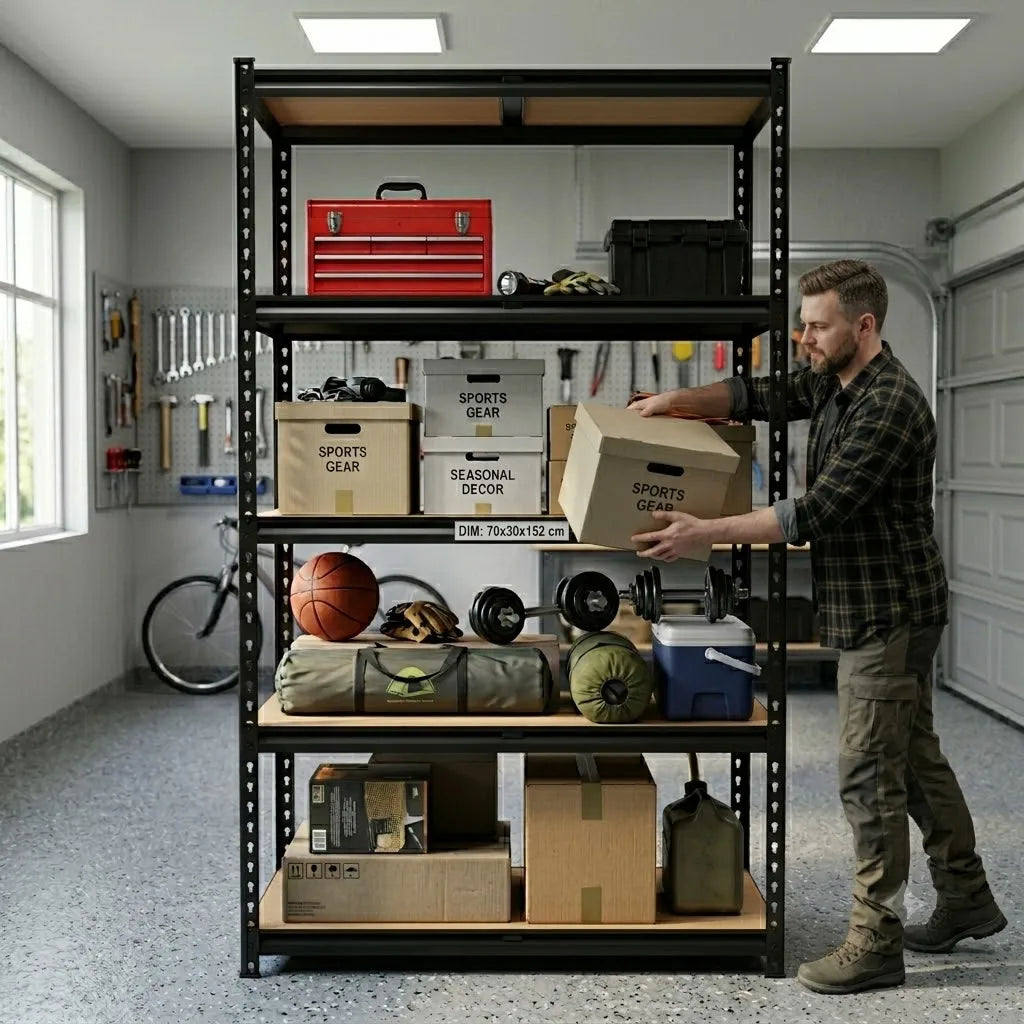 Heavy Duty 5 Tier Metal Storage Rack With Solid Boards