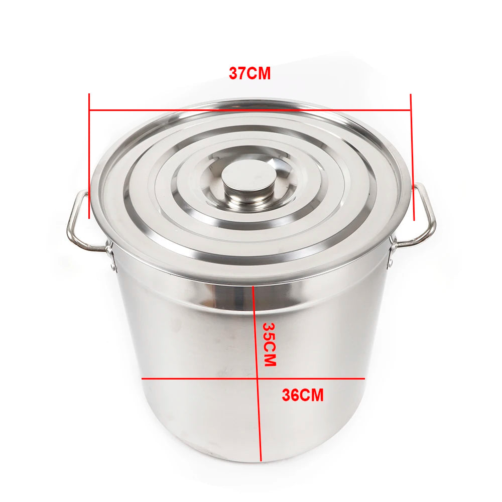 35L Thickened Stainless Steel Soup Stock Pot With Lid