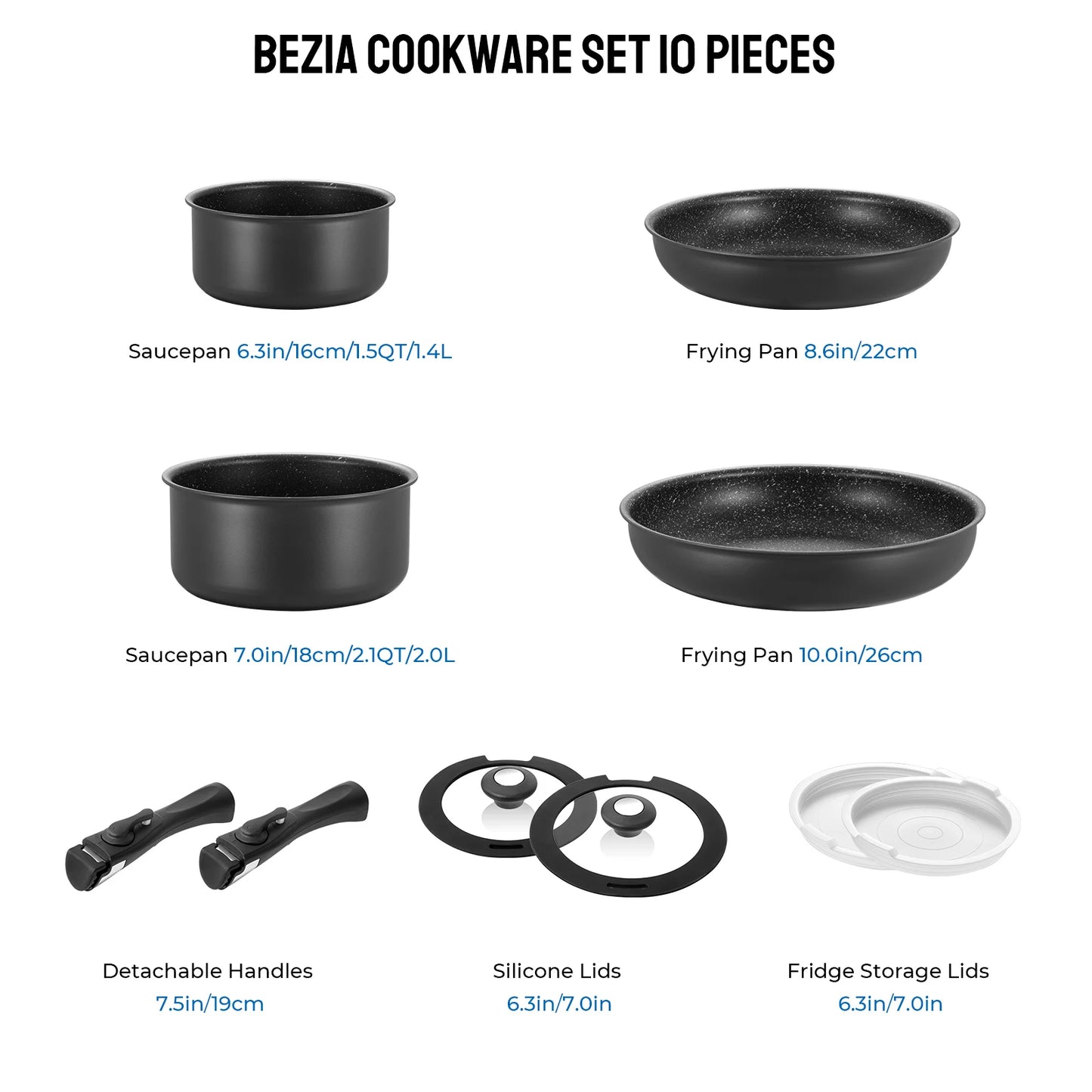 10 Piece Induction Nonstick Aluminum Cookware Set