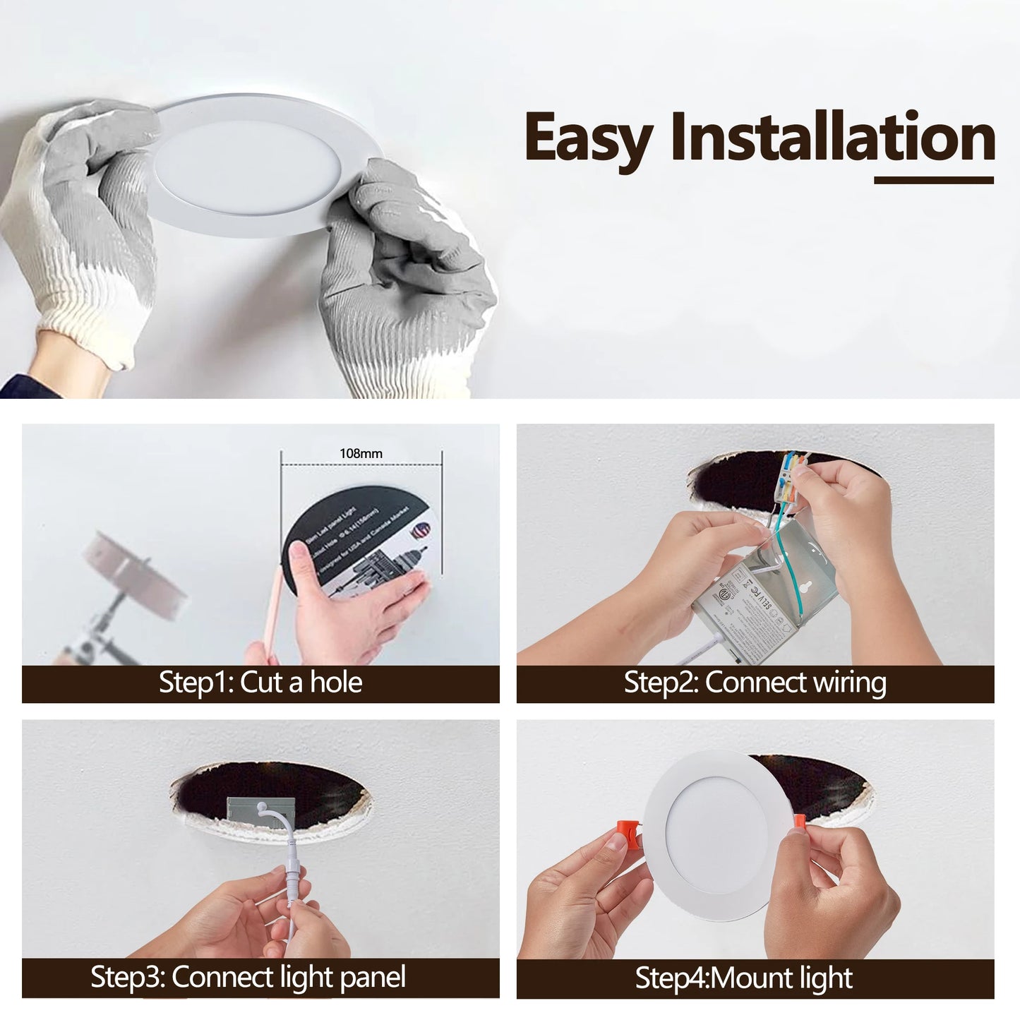 Arlgsite 12-Piece Dimmable Recessed Downlight Ceiling Light With Junction Box