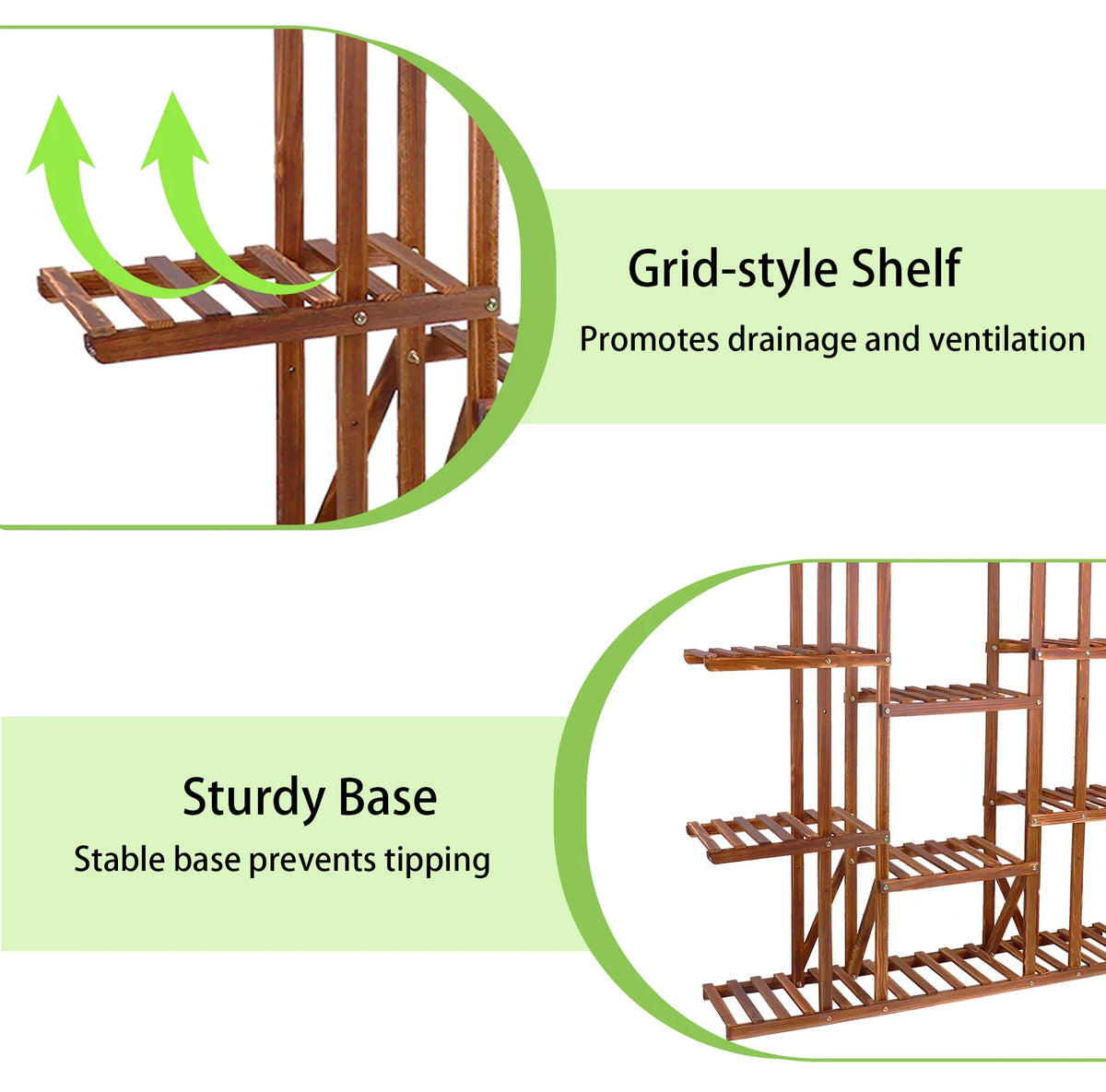Wisfor Wooden Multi Tier Flower Pot Stand For Indoor Outdoor