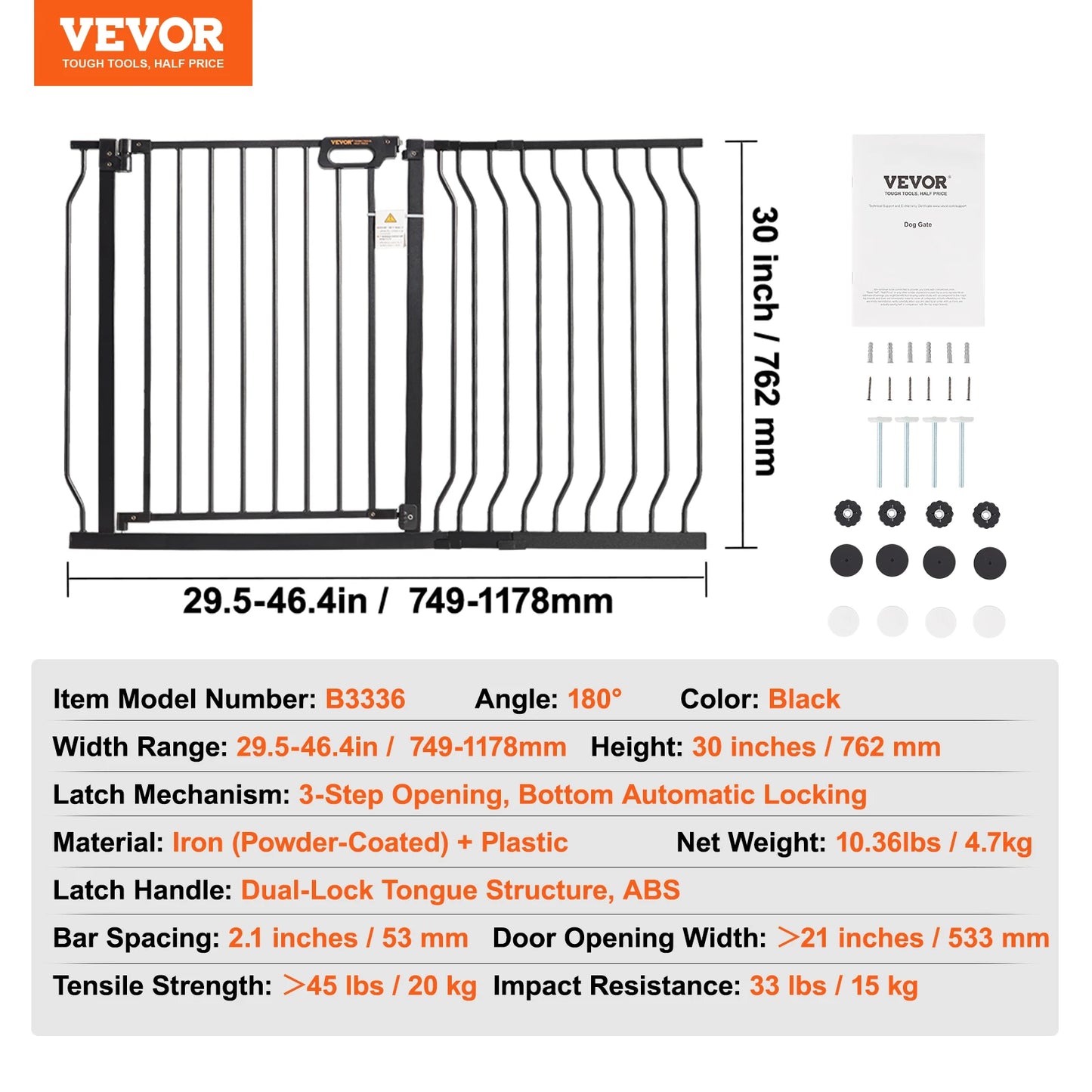 SucceBuy Stainless Steel Pressure Mount Baby And Pet Gate