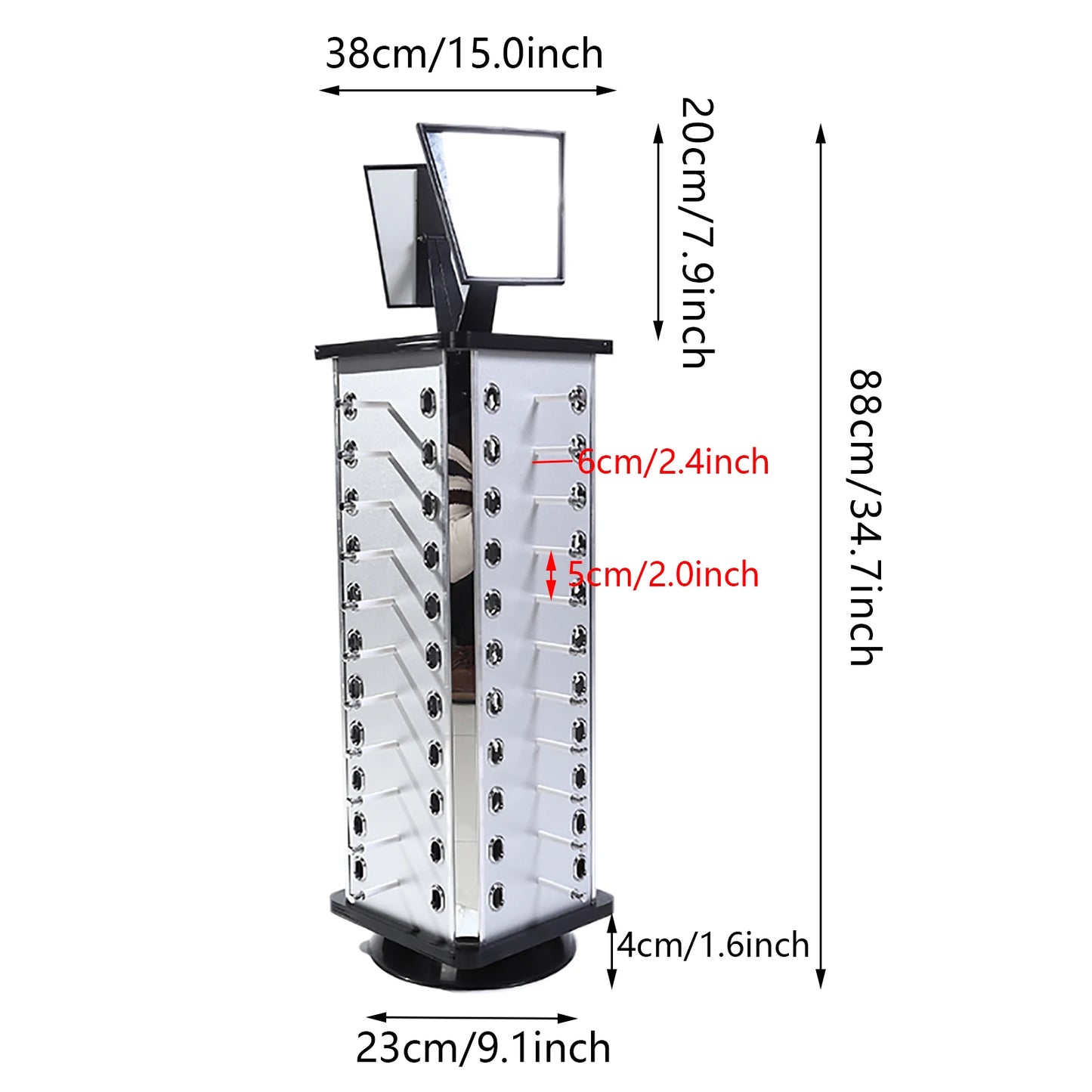Freestanding Metal Sunglasses Display Stand With Mirror