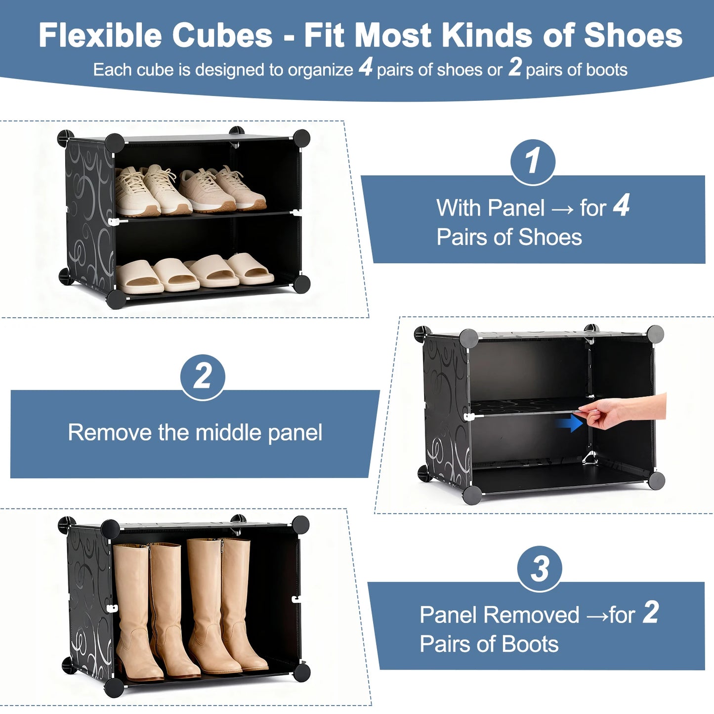 JHK Stackable Plastic Shoe Storage Cabinet With Door For Home