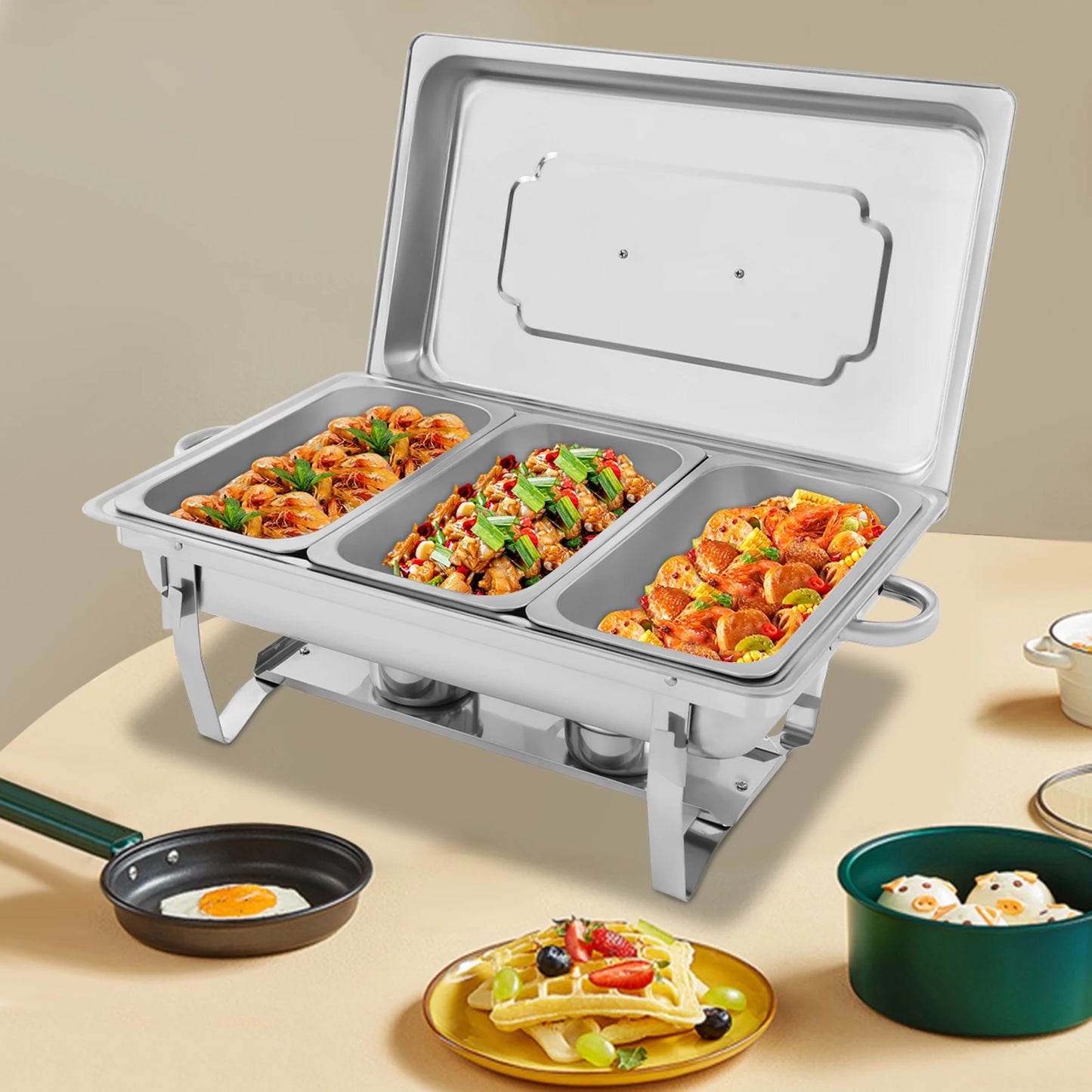 Rectangular Stainless Steel Chafing Dish Buffet Set