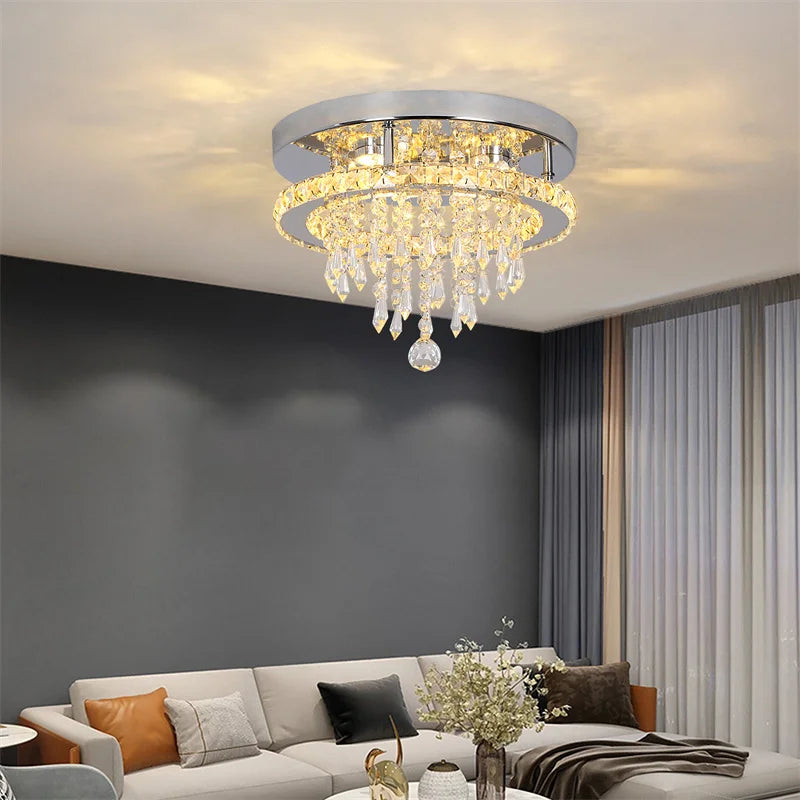 GreeLustr Modern Minimalist Crystal Led Chandelier With Remote Control